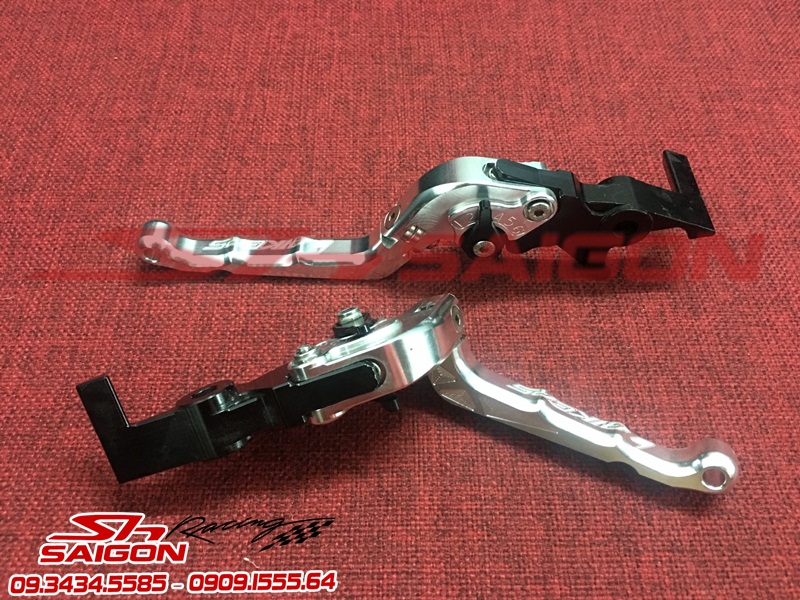 TAY THẮNG BIKER 6 SỐ CHỐNG GÃY TRẮNG ĐEN CNC CAO CẤP LOẠI 1 GẮN CHO XE SH 2017